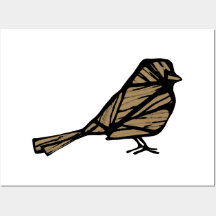 BIRD SILHOUETTE IN BLACK AND TAN Posters and Art